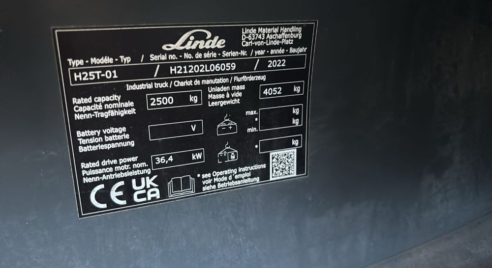 2022 Motostivuitor / Stivuitor LINDE H25T - 01   GPL