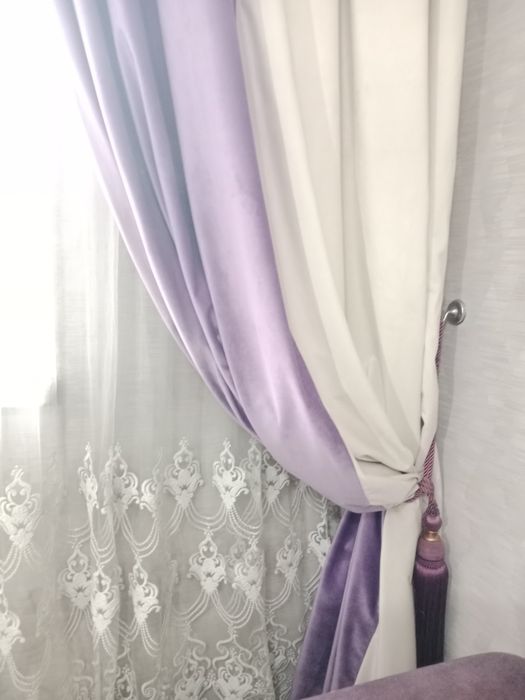 Шторы велюровые с тюлью