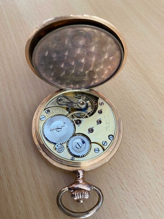 Ceas vechi de buzunar Omega carcasa Aur 14K Swiss