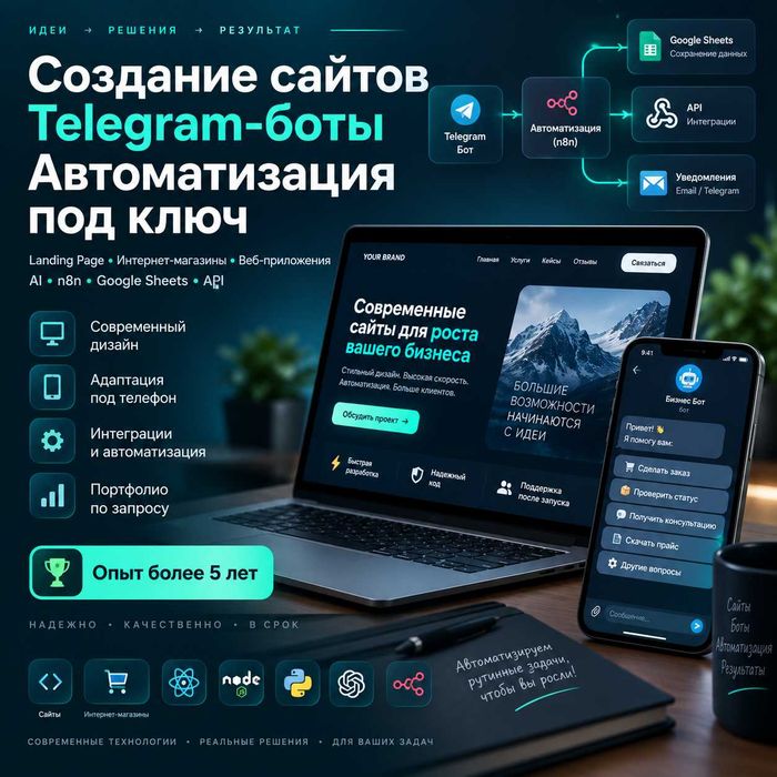 Создание сайтов и Telegram-ботов | AI | n8n