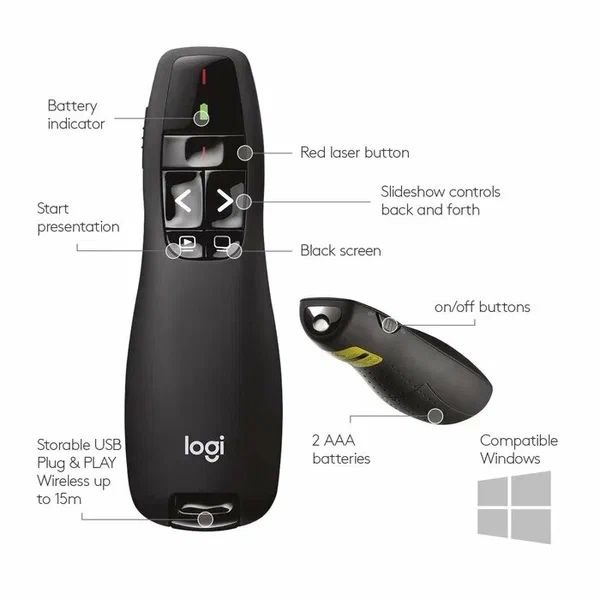 Пульт дистанционного управления Logitech R400, Презентер лазерный