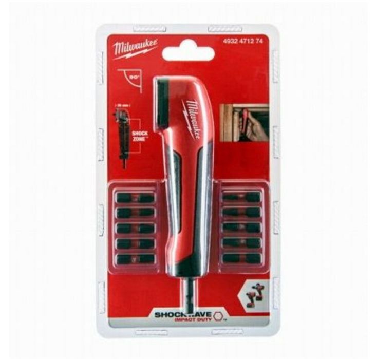 Ъглова приставка с битове SHOCK ZONE Milwaukee 11 части /36мм/90°