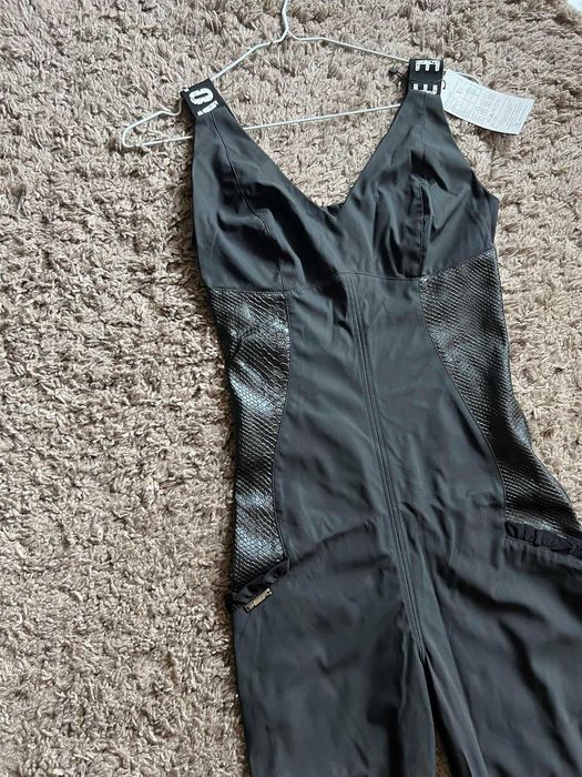 Черен кожен гащеризон Addict размер S