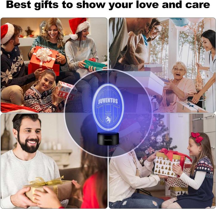 Juventus 3D лампа с дистанционно, 16 цвята димируема