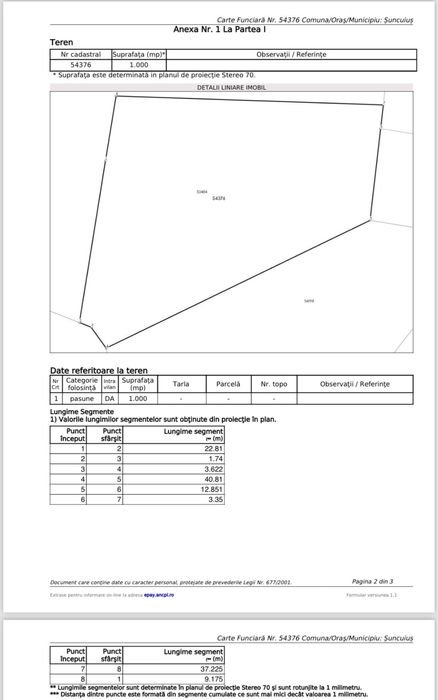 Teren intravilan 1000 mp, zona turistica Suncuius