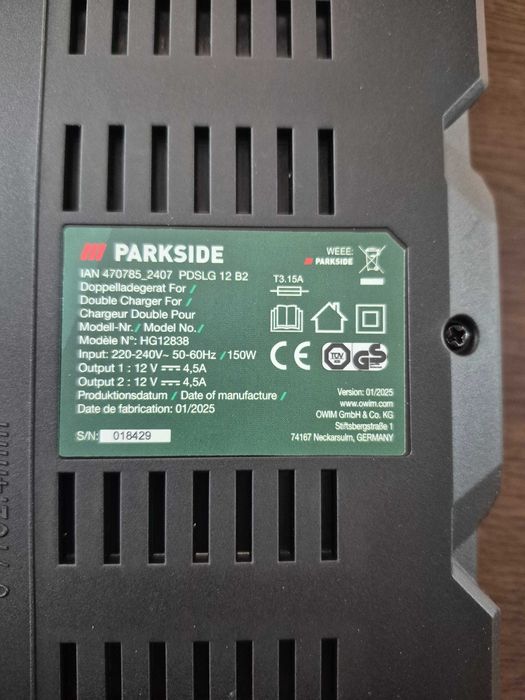 Încărcător dublu acumulatori 12V Parkside PDSLG 12 B2-5 lei transportul