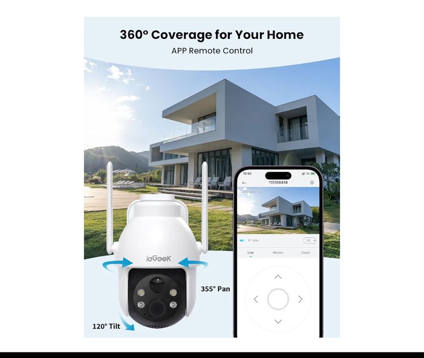 Camera Wi-Fi de supraveghere solara ieGeek 2G Wireless pentru exterior
