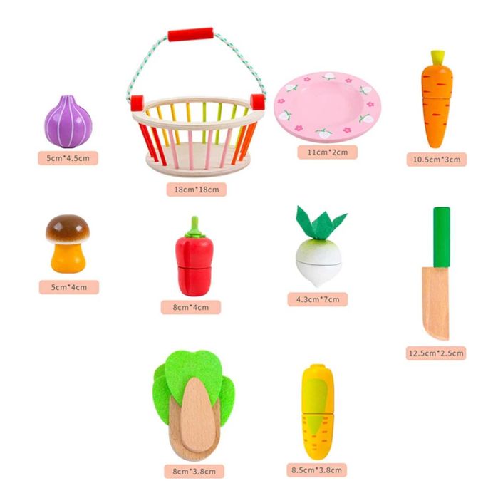 НОВО! Дървени магнитни зеленчуци за рязане в кошница.