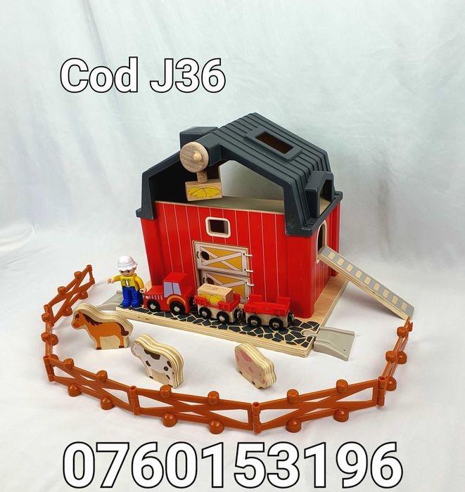 Ferma pt animale din lemn cu accesorii si animale- 19 accesorii- J36