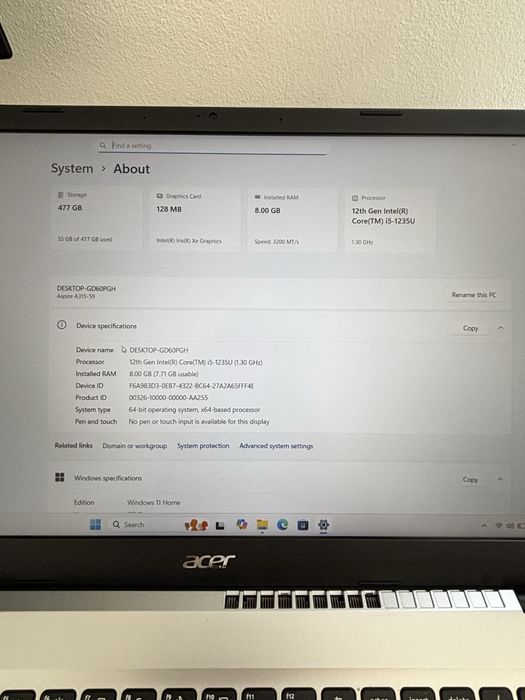 Acer aspire i5 generația 12 •SSD 512• an 2024•