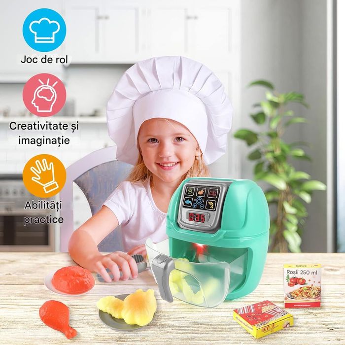 Mini AirFryer de Jucarie, Alimente si Accesorii Incluse, Joynix