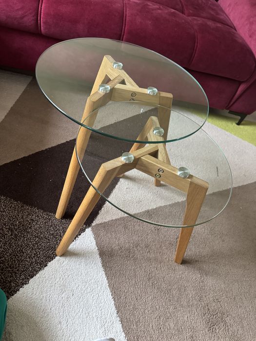 Set de 2 mese de cafea Sticlă