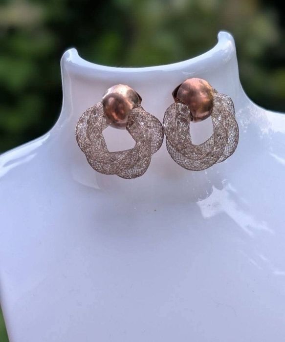 Vechi cercei din cupru, cristale Swarovski