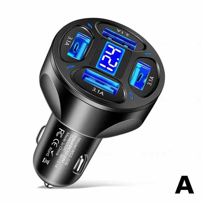 2в1 волтметър и четворно зарядно за автомобил