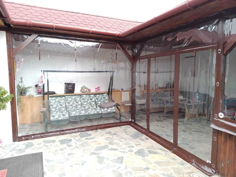 Folie transparenta cu bride si capse terase / foisoare