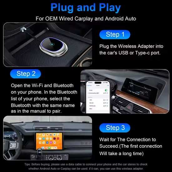 K509 Android Auto 2 в 1 безжичен Carplay конвертор  Безжичен Carplay