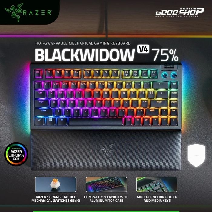 Razer Blackwidow V4 75% Механическая Клавиатура (1шт) СКИДКА