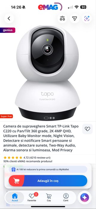 Camera de supraveghere TAPO C220
