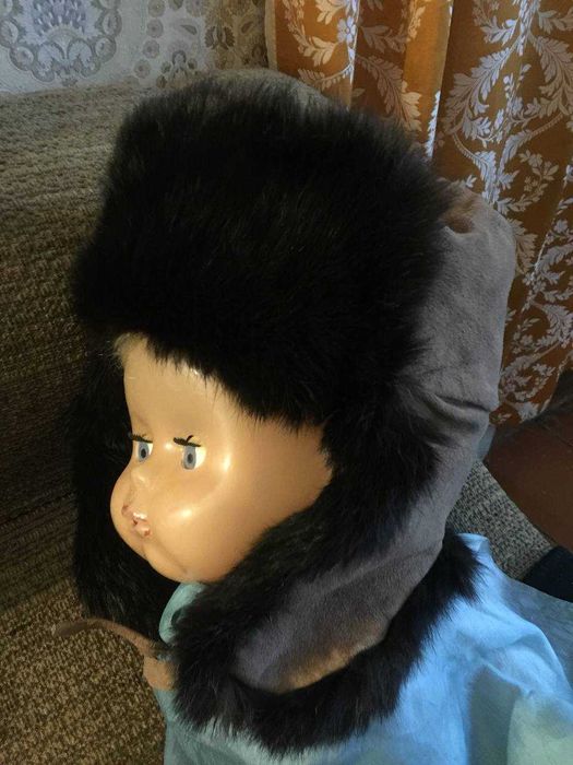 новая шапка ушанка из замши и кроличьего меха 80-х годов, 56 размера