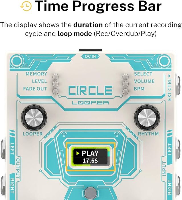 Pedală Donner Circle Loop, pedală stereo looper pentru chitară