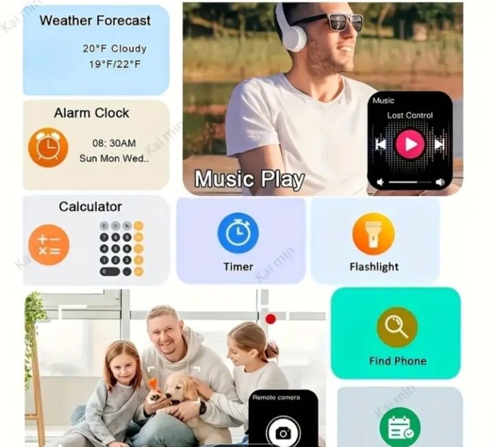 Нов Full-Touch HD смарт часовник за мъже и жени, включващ безжично наб