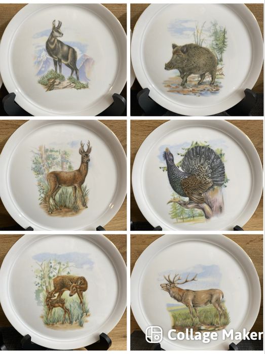 Баварски порцеланови чинии с ловен мотув