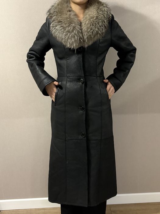 Дубленка кожаная чернобурка