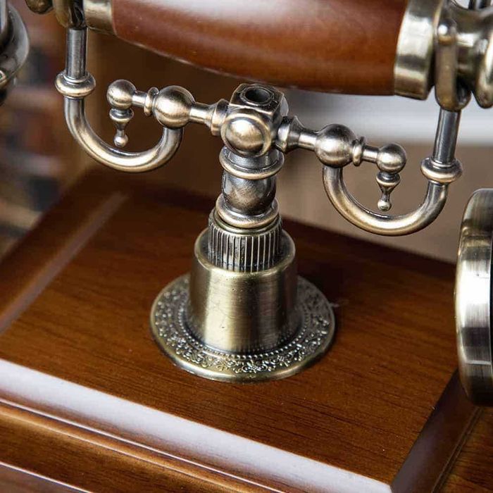 Нов Дървен Ретро Телефон с Шайба Работещ Аналогов