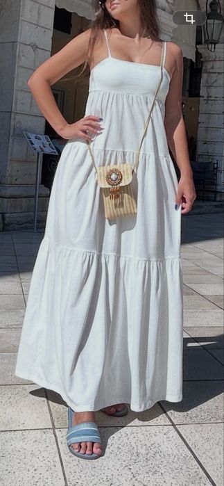 Бяла плажна рокля