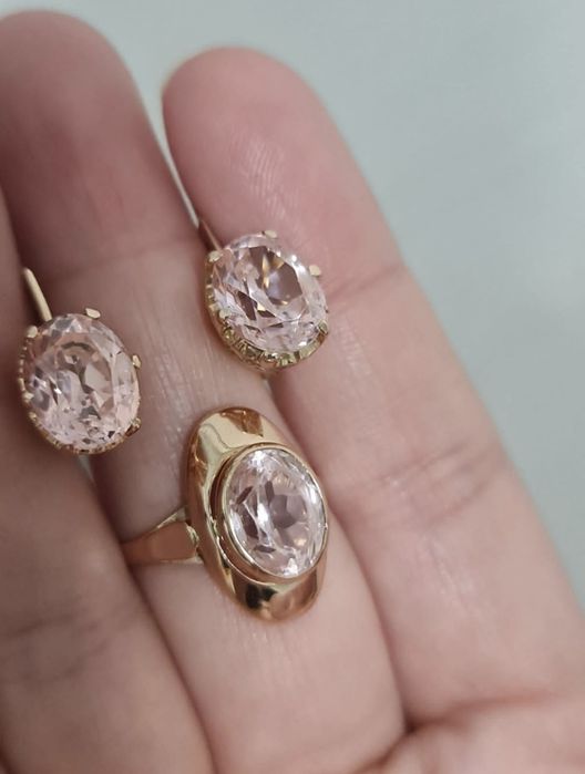 Золотой набор 583 пробы с гранатитом