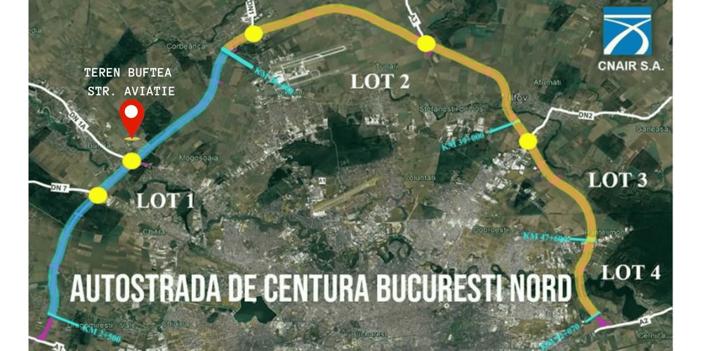 Teren Buftea Intravilan langa Autostrada A0 ideal pentru hale