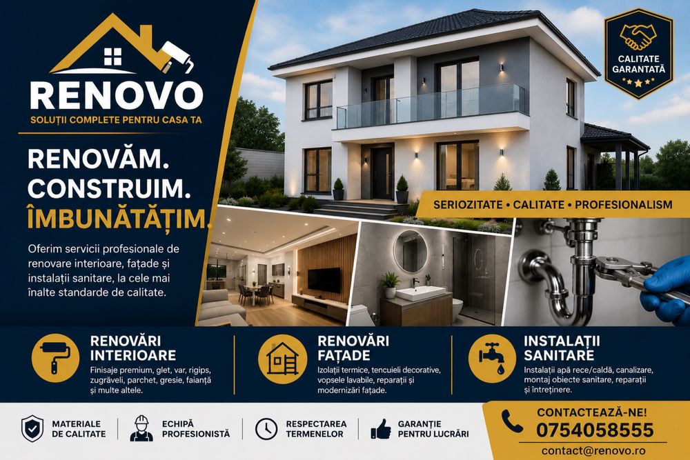 Renovari interioare/ exterioare+instalati Sanitare