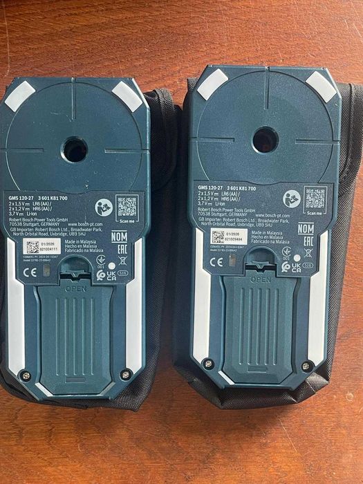 Detector de metale Bosch GMS 120-27, merge cu 2 baterii alcaline, 1.5 V LR6 (AA), 100 mm, geanta textila