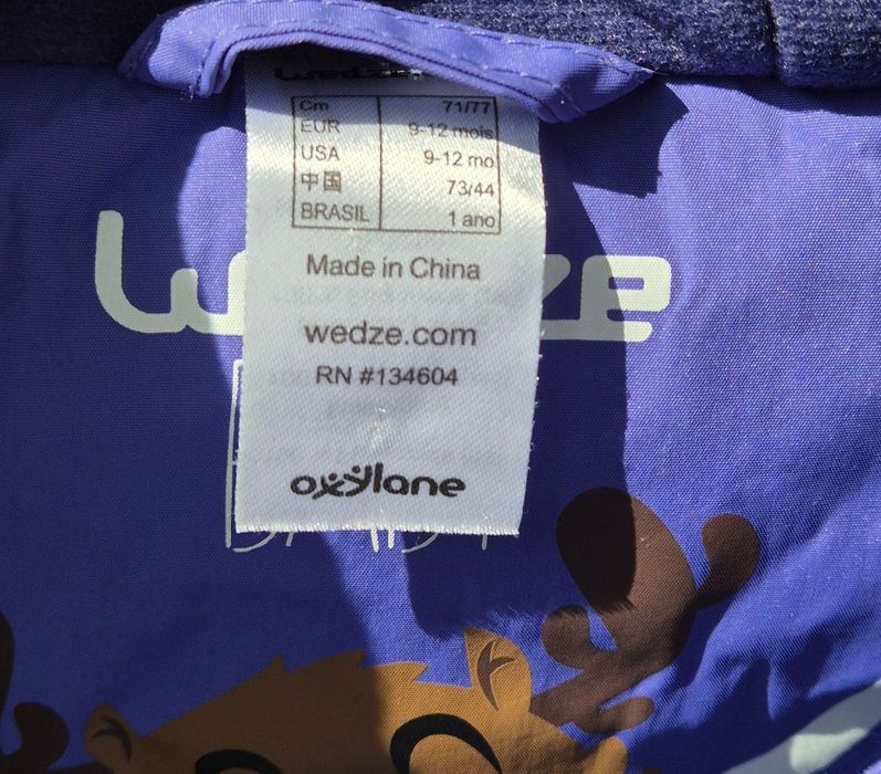 Combinezon 9–12 luni, costum ski fete Decathlon Oxylane, mărimea 80