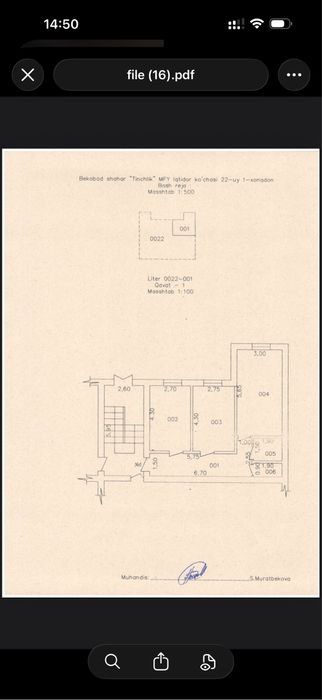 1 va 3 etajda 2 xonali 60-63kv uy kadastr tayyor