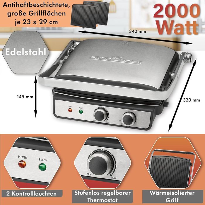 Нов контактен грил/скара ProfiCook PC-KG 1264 от неръждаема стомана