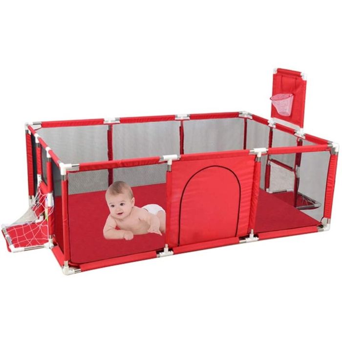 Голяма детска кошара за игра с футболен и баскетболен кош, преграда