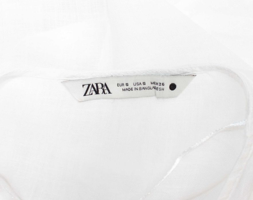 Zara дамска ленена риза бяла лека материя 100% лен S