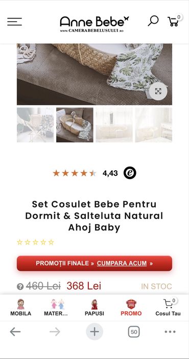 Cos bebe natural set cu salteluta