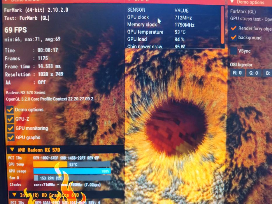 Видеокарта Gigabyte RX 570 4gb, със сменени вентилатори, тествана