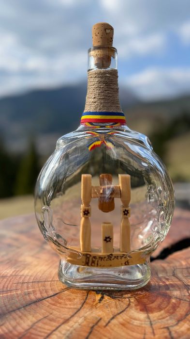 Sticla  Tuica Decorativa / Artizanat Handmade Maramures Personalizabila- Cadou Unic Romanesc