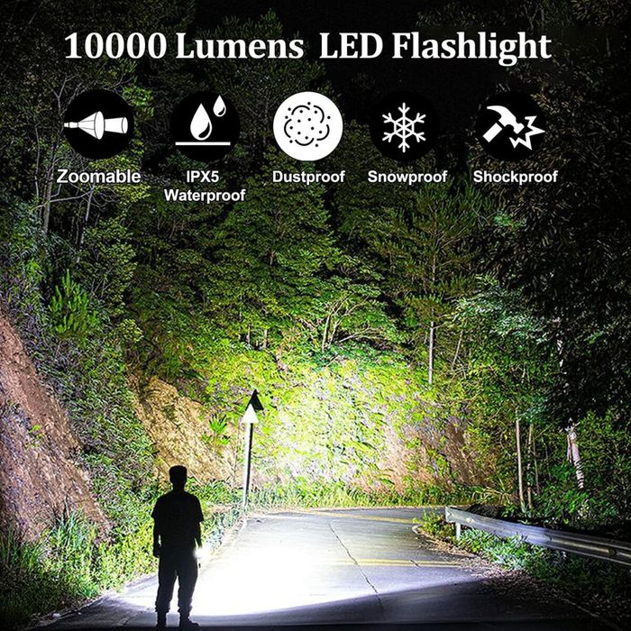 Led lanterna tactica profesionala 10000 lumeni zoom telescopic