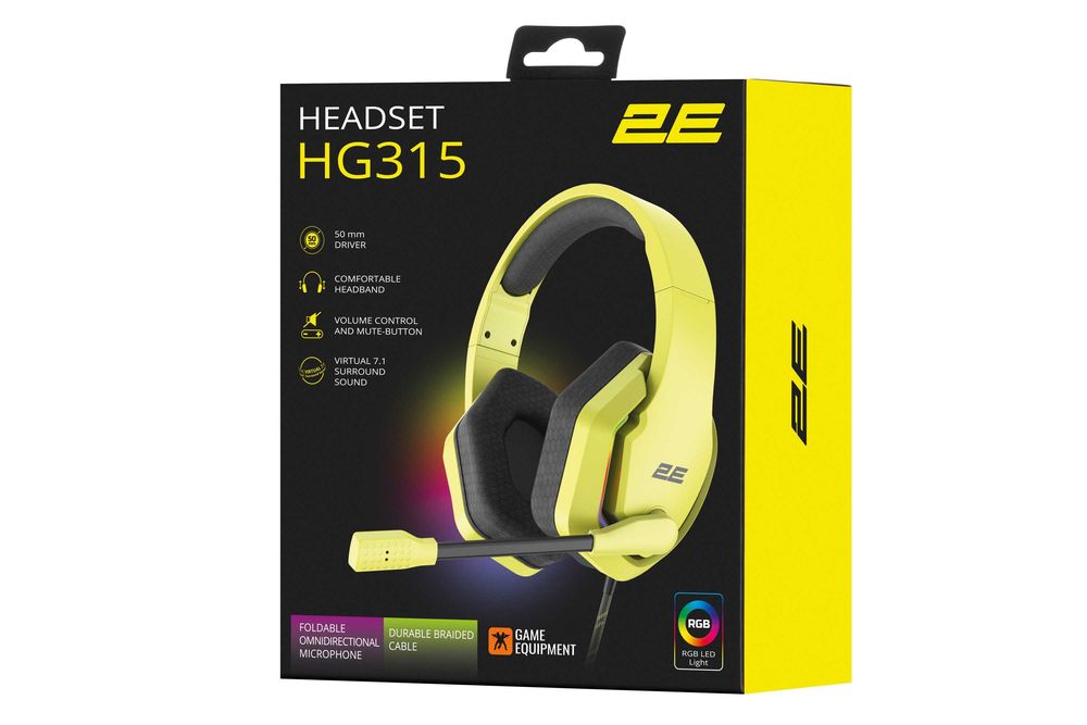 }Гарнитура 2E GAMING HG315 RGB USB 7.1 Yellow