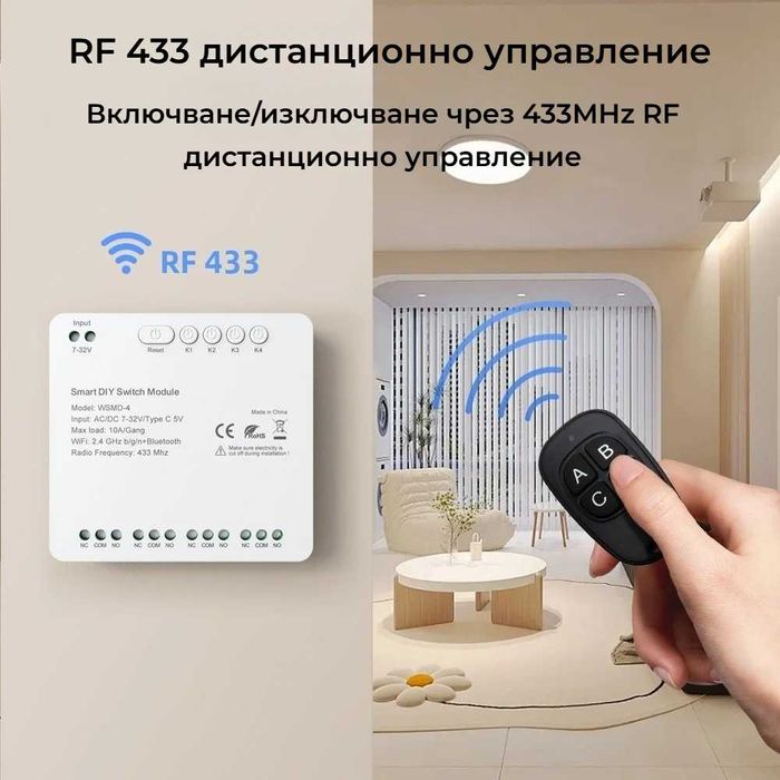 Avatto WSMD-4 – WiFi 4 канален смарт модул | сух контакт | 10A канал