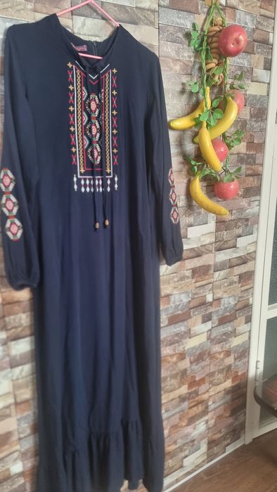Турецкий платье тёмные синий Kuzgi sal qalinroq shtapel