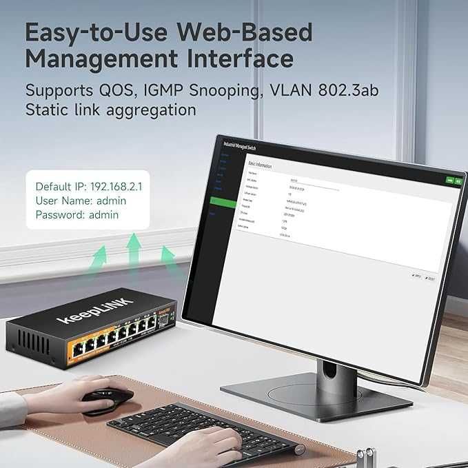 keepLiNK 8 порта 2.5G комутатор с уеб интелигентно управление