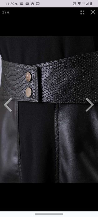 Черна рокля MAYA с прикачен кожен колан