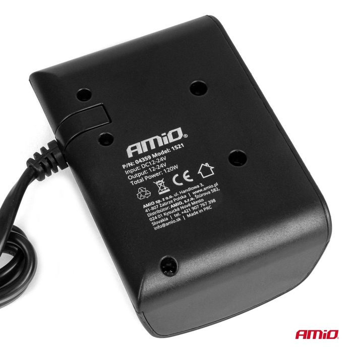 разклонител за запалка 12v 24v 120w 80см amio-04359