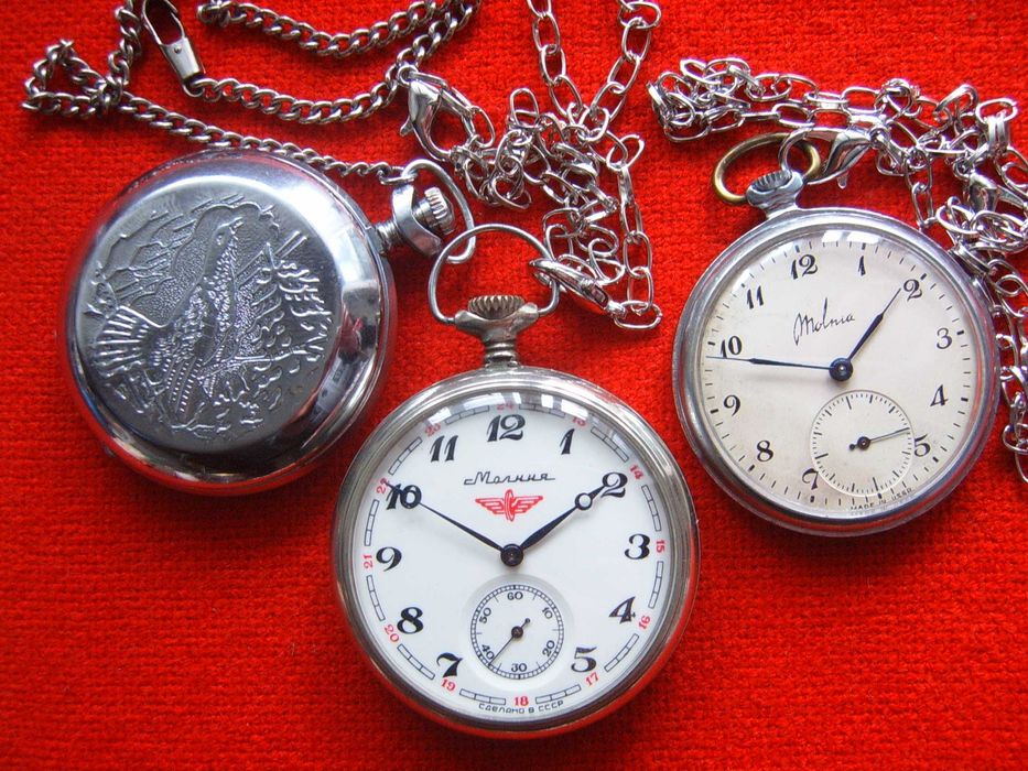 Стари оригинални механични джобни часовници Молния СССР