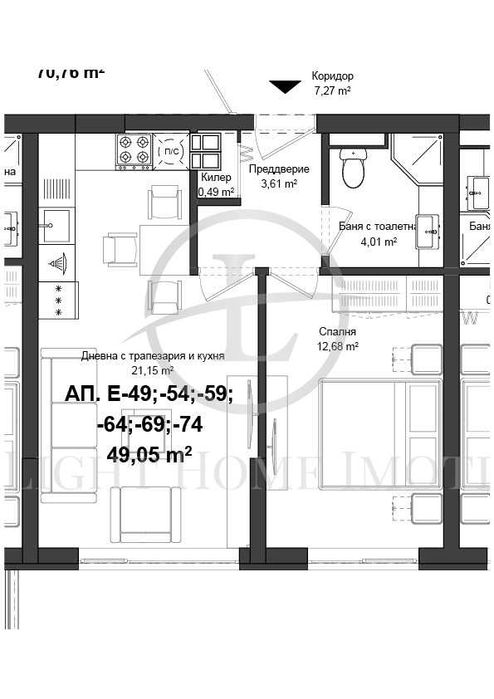 Продава се Двустаен апартамент в Пловдив, Гагарин - 59 кв.м за 505 €/кв.м - Снимка #2